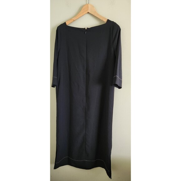 NWT Ann Taylor small  Black with Pinstriped Belted Midi Dress(belt is missing) - Picture 3 of 7